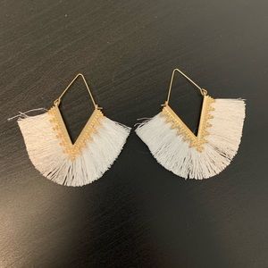 White fringe earrings